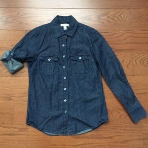 Jcrew 00P dark wash button up with roll up sleeve